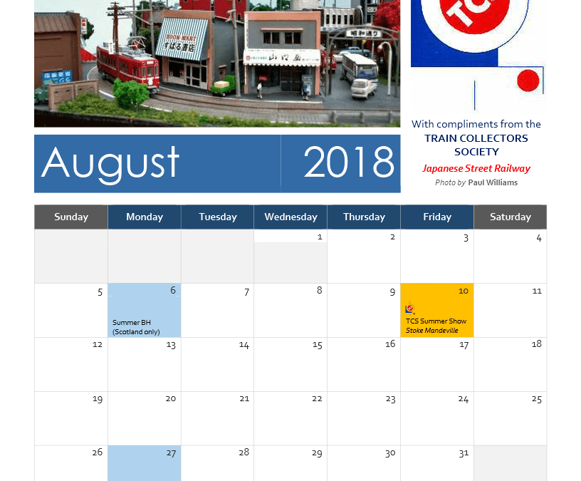 TCS Calendar August 2018
